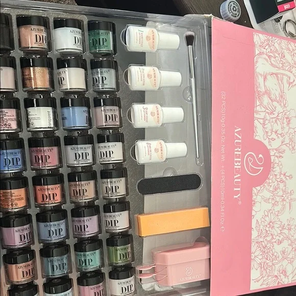 AZUREBEAUTY 42Pcs Dip Powder Nail Kit Starter, 32 Colors NEW - Picture 2 of 13